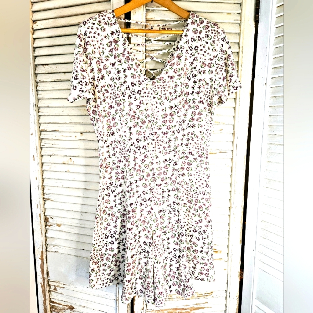 Vintage 90s Jonathan G Floral Printed Romper With Lace Up Back Small/Medium